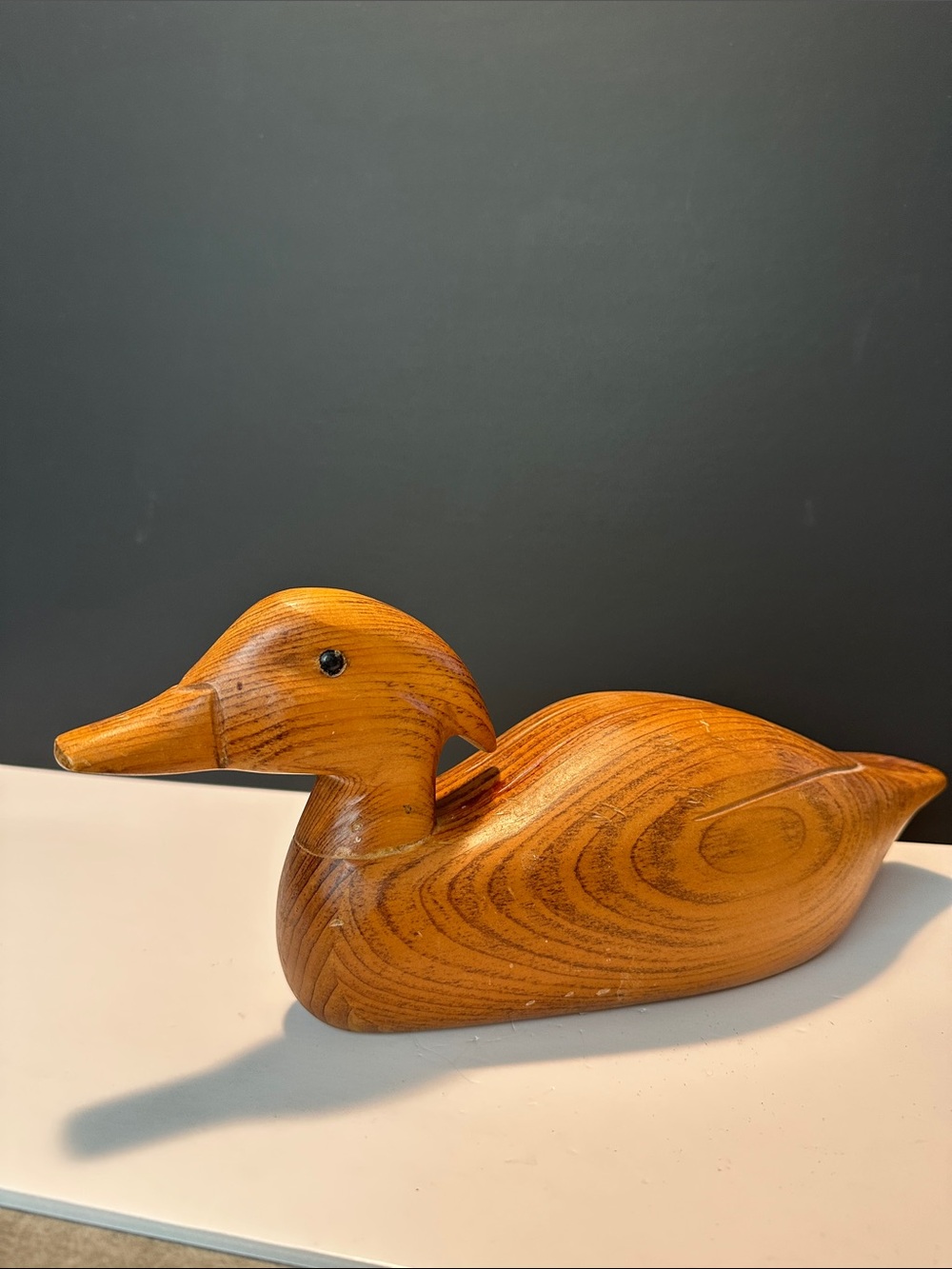 Handcarved Wooden Duck Décor - Warm Honey Brown